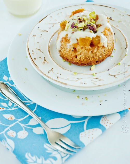 What's For Lunch Honey? Daring Bakers Rhubarb Pear Sponge Pudding with Vanilla Sauce