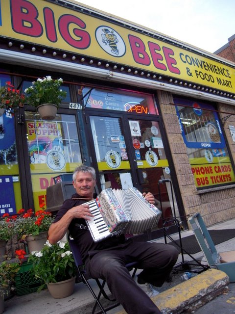 Sean Ward and the accordian man