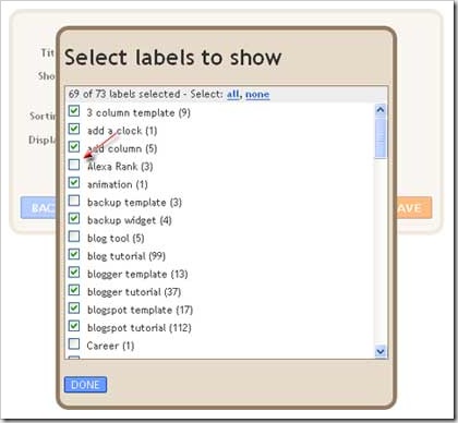 uncheck label cloud