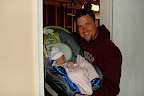 Walking in the door of the house!