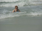 Nan riding the waves