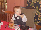 Enjoying olives at Aunt Kelly's
