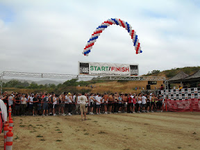 The hectic start. 10 seconds later 4000 people are squeezing around a 6' wide hard right turn.