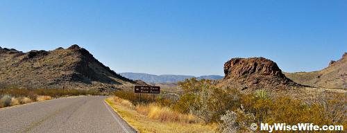 The sign says 'Mule Ears View Point'