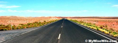 An endless desert road captured in Arizona An endless desert road captured in Arizona
