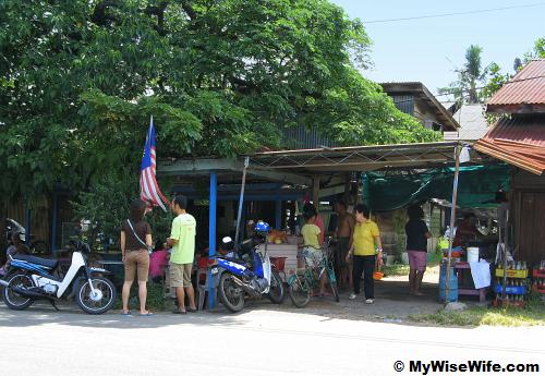 The stall by road side - take away or have it here (at the drinks stall next to it)?