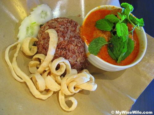 Nasi Dagang with chicken curry