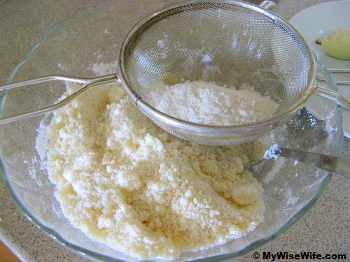 Sieving the flour