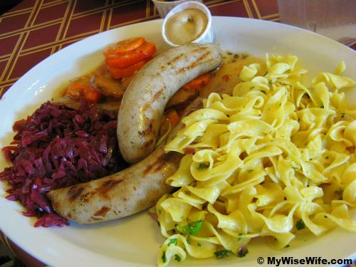 Opa's Link Sausages with Red Cabbages & Spiced Pasta