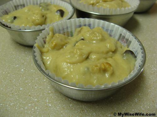 Muffin batter is ready for oven