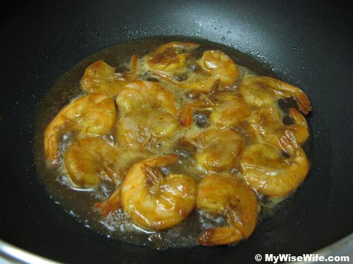 Shrimps in wok Shrimps in wok