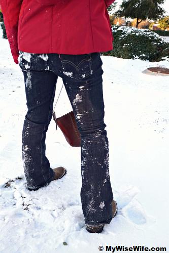 The leftover flakes after performing snow angel stunt!