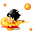 Gif Animado de Goku, de Dragon Ball, voando em sua nuvem dourada