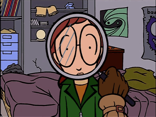 Gif Animado de Desenho de uma Garota Piscando os Olhos