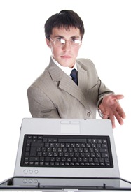 Portrait of a businessman in a working process