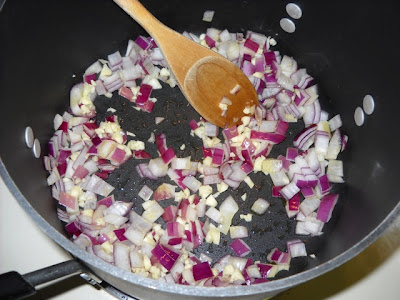 cook onions and garlic