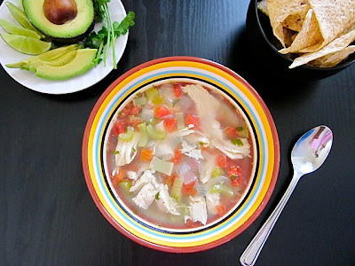 Caldo Xochitl with garnishes