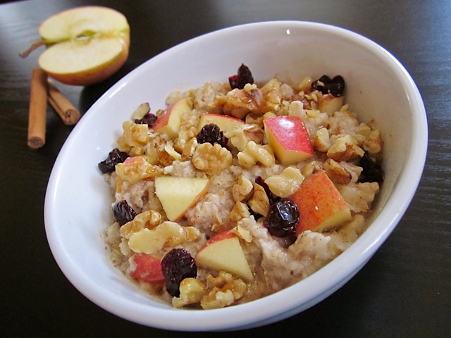 winter fruit and nut oatmeal