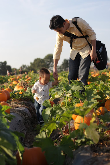 Aidan and Dad at Tanaka Farms