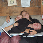 Lea, Jessa, and Kirin relax on the couch
