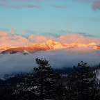 Alpenglow on the peaks above our kitchen