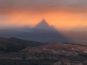 The shadow of the Grand Teton in the sunrise