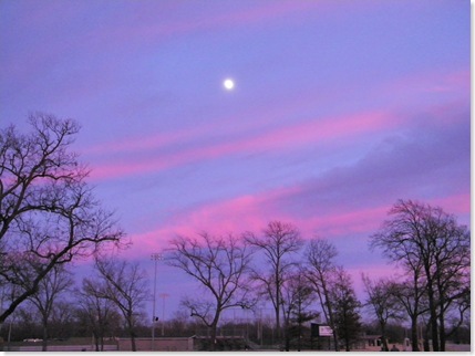 opposite the sunset... the moon!