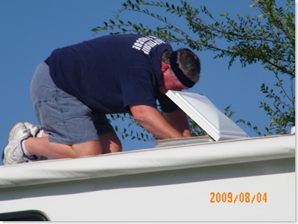 Rick attaching the new 'guaranteed unbreakable' vent cover