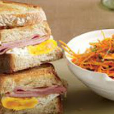 Ham, Egg and Cheese Sandwiches with Carrot-Parsley Salad
