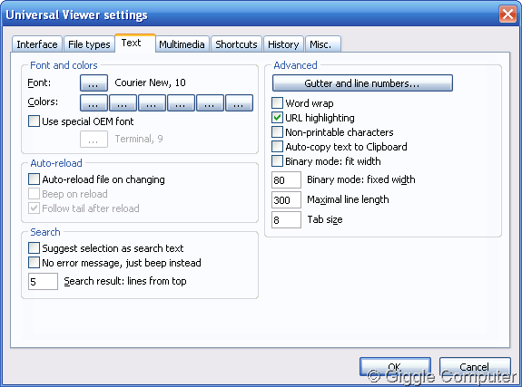 Settings - Text