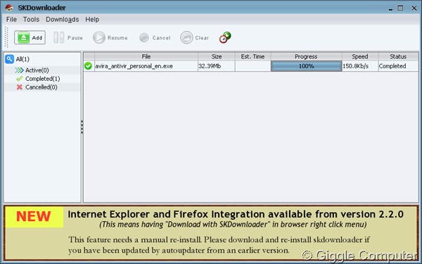 Start SKdownloader - Window