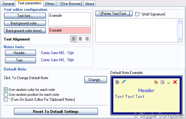 Text parameters