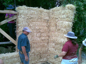 Crooked strawbale wall corner