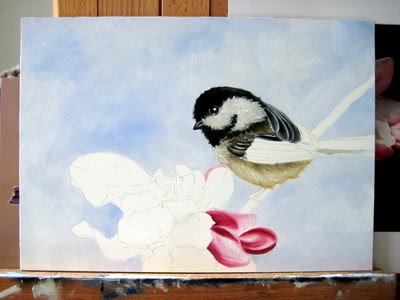 chickadee watercolour painting