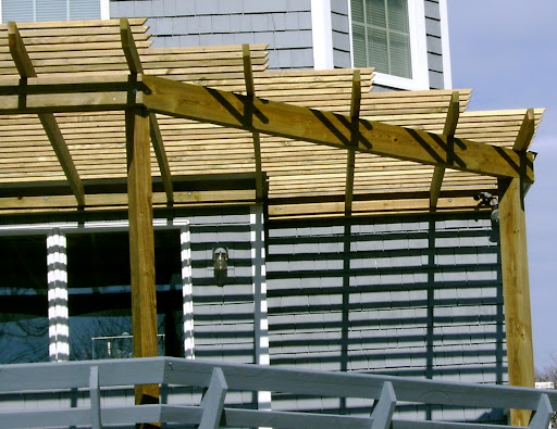 attached pergola to ranch style home pergola
