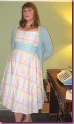 me in plaid dress
