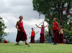 Nepal: Little Monks playing hacke sack at monastery