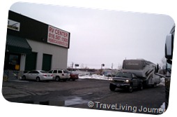 The RV Ready to go by the shop