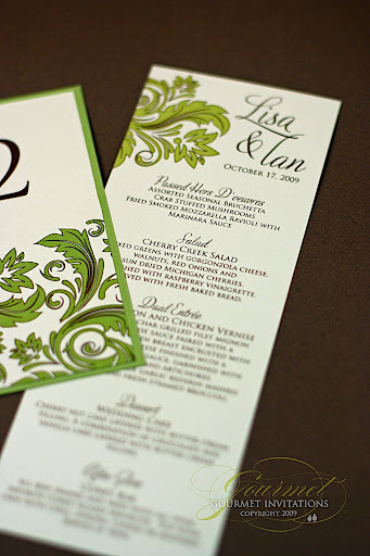 Lisa's green damask is another popular set with 2010 brides For her wedding