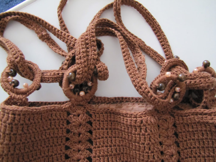 Geanta crosetata din macrame maro