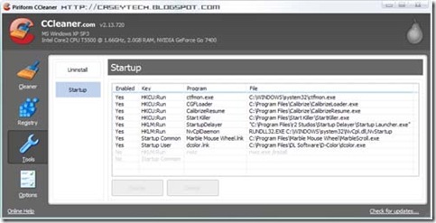 Having too much stuff on your start up list can slow down your computer. Click to enlarge. Casey Tech