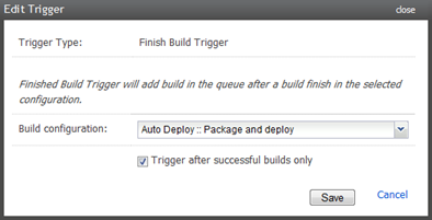 Creating a trigger off a successful package and deploy build