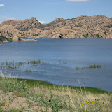 This is a lake at 5000 ft altitude.  The water was a beautiful blue and the backdrop of the rock was really cool!