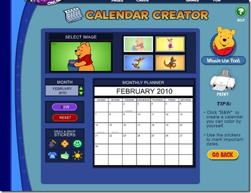 Generador de calendario Disney - Jugar y Colorear