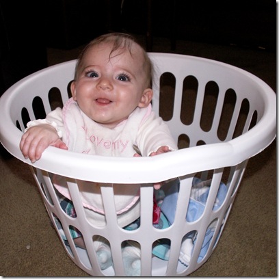 Elaine 24 Weeks inside laundry basket