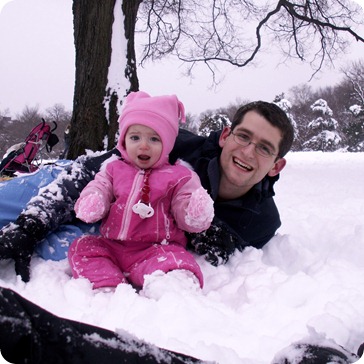 Elaine's first sledding trip