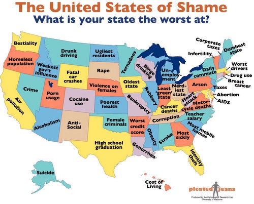 The United States of Shame What is your state worst at