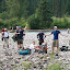 Enthusiasm after crossing the 2.5 ft deep Middle Fork of the Flathead River