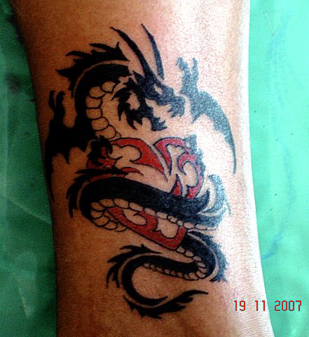 Red Heart Tribal Dragon Tattoo Red Heart Tribal Dragon Tattoo
