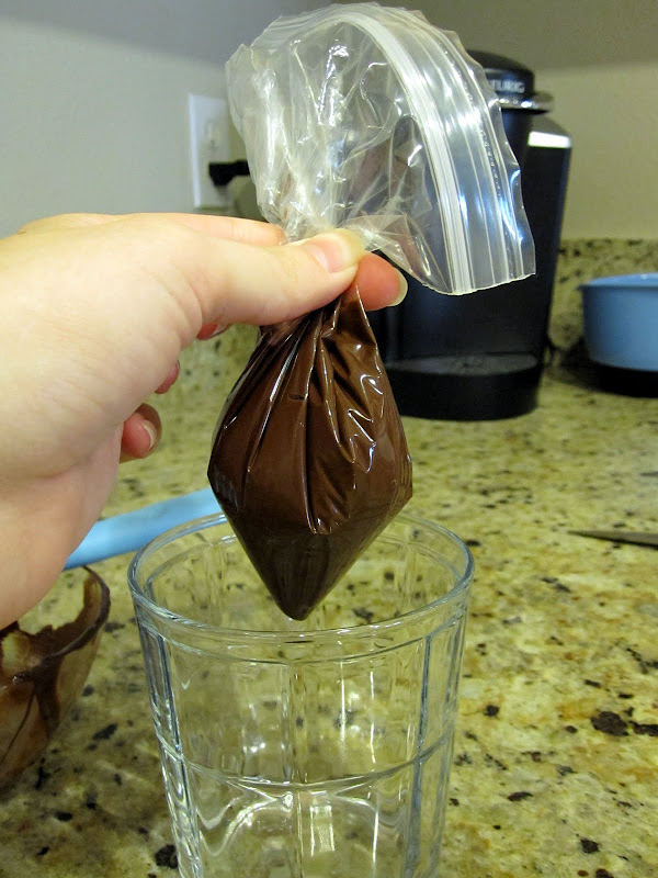 piping chocolate with a zip lock bag